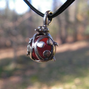 Ladybug Pendant Sterling Silver With Carnelian