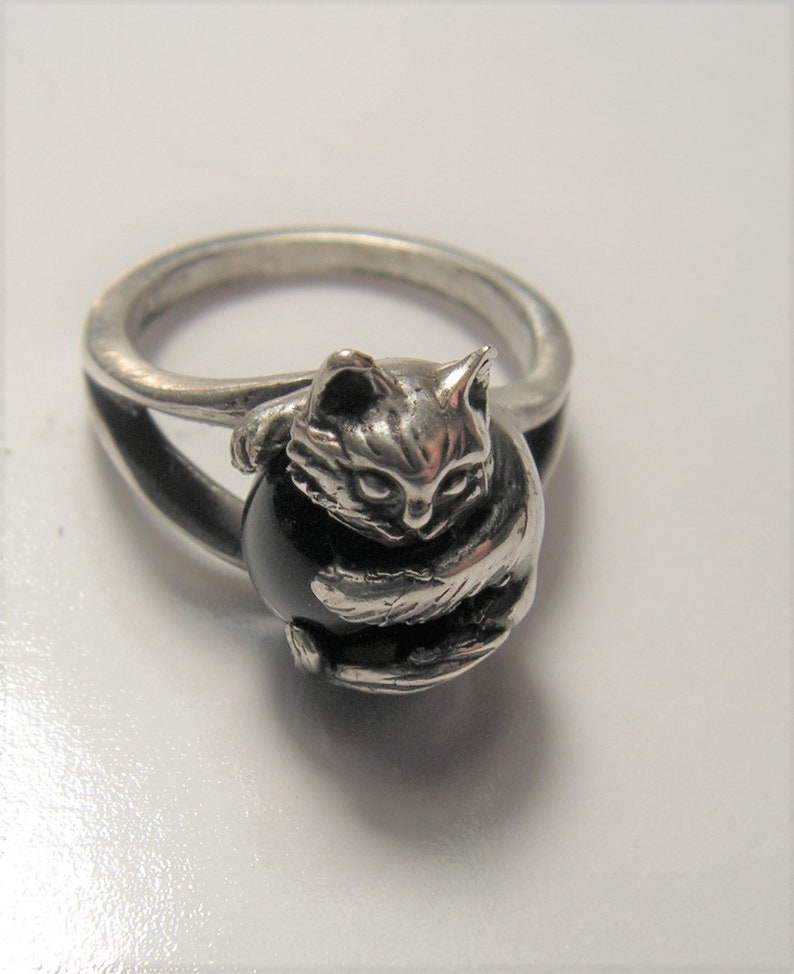 Kitten Ring With Black Onyx and Sterling Silver image 8