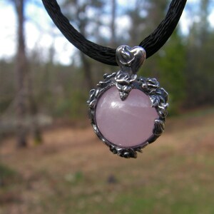 Roses Garden Pendant With Natural Rose Quartz And Sterling Silver image 4