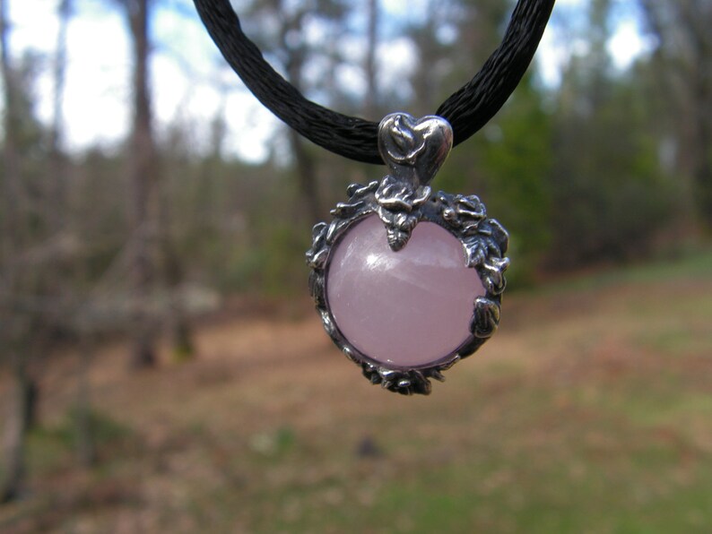 Roses Garden Pendant With Natural Rose Quartz And Sterling Silver image 4