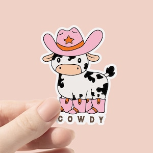Cowdy Kuh Vinyl Aufkleber, Bücherwurm Aufkleber, Flasche Aufkleber, Laptop Aufkleber, Kindle eBook Reader, Highland Kuh Aufkleber, Cowboystiefel, Western