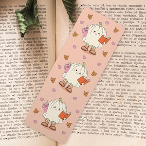 Pumpkin Bookish Ghost Bookmark, Literary Gift, Cute Halloween Bookmark, Bookish Book Lover Gift, Spooky Season, Bookworm Gift, Autumn Reader