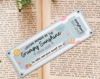 Marcapáginas de miembro vitalicio de Grumpy Sunshine, regalo para lectores amantes de los libros, marcapáginas bonito, regalo para amantes de los libros, marcapáginas para clubes de lectura, lector de novelas románticas