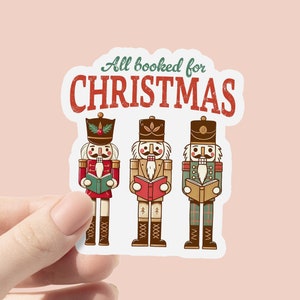 Adesivo All Booked For Christmas, Adesivo de Natal Quebra-Nozes, Adesivo de Natal para Capa Kindle, Adesivo Tis The Season, Presente para amantes de livros