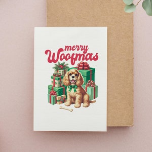Cartolina di Buon Natale, cartolina di Natale vintage con cane, cartolina a tema festivo, cartolina di Buon Natale retrò, cartolina di Buon Natale, amante dei cani