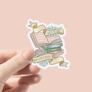 Nur ein Mädchen, das Bücher liebt Vinyl Aufkleber, Buchaufkleber, niedliche Flasche Aufkleber, Laptop Aufkleber, wasserdichter Aufkleber, Kindle eBook Reader