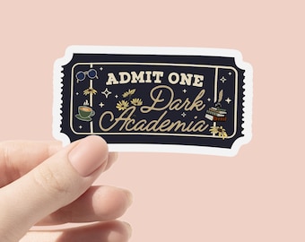 Dark Academia Ticket Admit One Vinyl Sticker, Book Lovers Stickers, Cute Bottle Stickers, Laptop Sticker, eBook Kindle Readers