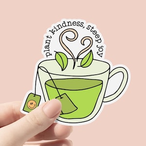 Préservation des plantes, Sticker vinyle Steep Joy, Stickers santé mentale, Stickers tasses à thé, Stickers bouteilles, Sticker pour ordinateur portable, Sticker imperméable à l'eau, Optimisme