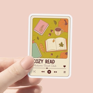 Cozy Read Autumn Book Club Sticker, Trendy Cute Aesthetic Fall Sticker, Spooky Reading, Bookish Halloween  Sticker, Audiobook Kindle Sticker