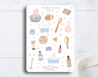 Sticker Sheet Body Care | Self Care Beauty A6 Matte Vinyl Sticker Set | Skin Planner Sticker Sheet | Bullet Journal Stickers