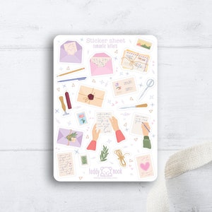 Stickervel romantische brieven | Set van matte A6-vinylstickers Love Heart | Stickervel Romantisch paar planner | Bullet Journal-stickers