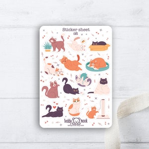 Sticker Bogen Katzen | Kätzchen A6 Matt Vinyl Sticker Set | Haustier Sticker Blatt | Bullet Journal Sticker Feline