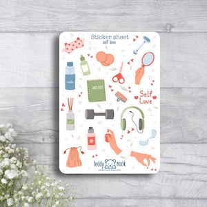 Stickervel Self Love | Set met matte A6-vinylstickers Body Positivity | Stickervel geestelijke gezondheid planner | Bullet Journal-stickers