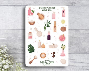 Sticker Sheet Wellness Spa | Relax Beauty A6 Matte Vinyl Sticker Set | Planner Sticker Sheet | Bullet Journal Stickers