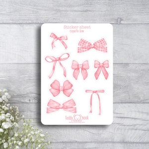 Sticker Bogen Kokette Schleifen | Rosa Schleife Schleife A6 Matt Vinyl Sticker Set | Skurril Sticker Blatt | Bullet Journal Aufkleber