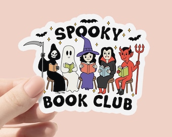 Vinylsticker Spooky Book Club, Halloween-sticker leestekens tekens, leesgrage griezelige sticker, Kindle-sticker, herfststicker, cadeau boekenliefhebber
