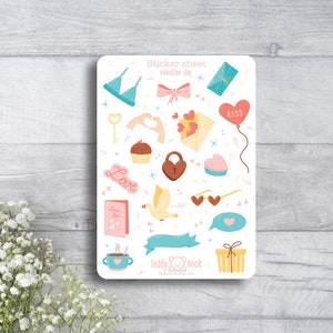 Stickervel Valentijnsdag | Set van matte A6-vinylstickers Love Heart | Stickervel Romantisch paar planner | Bullet Journal-stickers