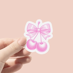 Autocollant en vinyle rose cerise Coquette | autocollant vintage girly | autocollant bouteille d'eau | autocollant mignon | Sticker Kindle | Sticker livresques