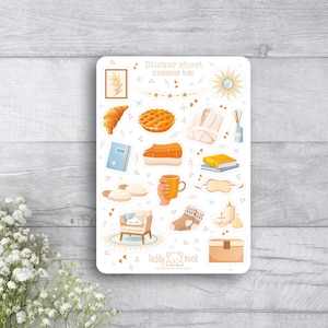 Foglio di adesivi Scandinavian Home / Stile di vita A6 Set di adesivi in vinile opaco / Foglio di adesivi Cozy Boho Interior Planner / Adesivi Bullet Journal