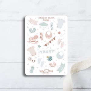 Hoja de calcomanías de Hola bebé / Recién nacido / Juego de calcomanías de vinilo mate A6 / Hoja de calcomanías para planificador de embarazo / Calcomanías para Bullet Journal