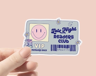 Late Night Readers Club Vinyl Sticker, Book Lover Stickers, Cute Bottle Stickers, Laptop Sticker, Waterproof Sticker, Kindle eBook Readers