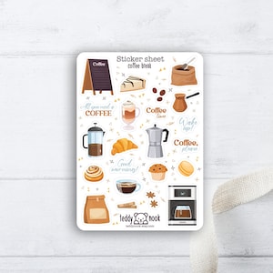 Hoja de pegatinas Coffee Break / Juego de pegatinas de vinilo mate A6 para cafeína / Hoja de pegatinas para LattePlanner / Pegatinas para Bullet Journal para amantes del café barista