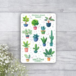 Sticker Bogen Zimmerpflanzen | Topfpflanzen A6 Matt Vinyl Sticker Set | Blumen Sticker Blatt | Bullet Journal Aufkleber