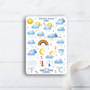 Sticker Bogen Wetter | wetter A6 Matte Vinyl Sticker Set | Wetter Sticker Blatt | Bullet Journal Aufkleber