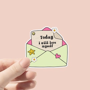 Aujourd'hui, je vais m'aimer en vinyle | Stickers motivants | Autocollants d'affirmation | Stickers pour ordinateur portable amour de soi | Décalcomanies imperméables