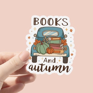 Bücher und Herbst Vinyl Aufkleber, Buch Aufkleber, Niedliche Flasche Aufkleber, Laptop Aufkleber, Wasserdichter Aufkleber, Kindle eBook Reader