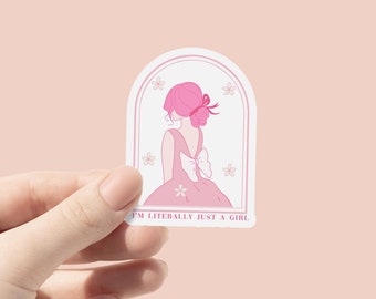 I’m Literally Just A Girl Vinyl Sticker, Trendy Pink Coquette Stickers, Cute Girly Bottle Stickers, Pink Bows Laptop Sticker, Soft Girl Era