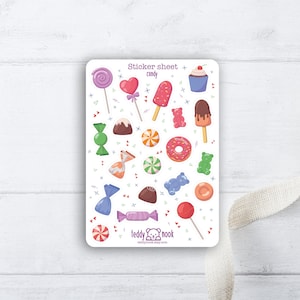 Sticker Bogen Candy | Sweets Lolly Pops A6 Matt Vinyl Sticker Set | Eis Sticker Blatt | Bullet Journal Aufkleber