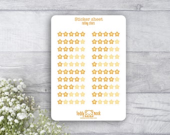 Sticker Sheet Rating Stars | Sparkles Gold A6 Matte Vinyl Sticker Set | Tracking Stickers Planner Sticker Sheet | Bullet Journal Stickers