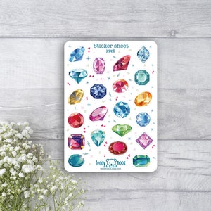 Stickerbogen Juwelen | Edelsteine A6 Matt Vinyl Sticker Set | Kristalle Sticker Blatt | Bullet Journal Aufkleber
