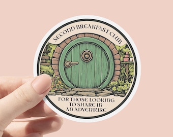 Second Breakfast Club Vinyl Sticker,  Fantasy Romantasy Reader, Cottagecore Kindle Sticker, Middle Earth Sticker