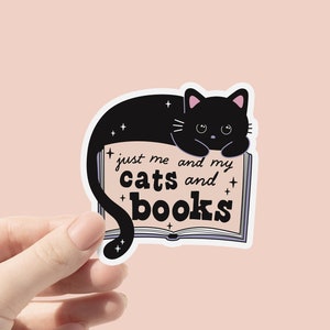Just me my Katzen und Bücher Aufkleber, Buchaufkleber für Kindle, Katzenaufkleber, Kätzchen und Bücher Aufkleber, Buchliebhaber Aufkleber, Bücherwurm Geschenke