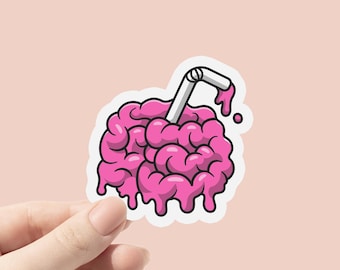 Pegatina de vinilo "Jugo Cerebral", pegatinas de salud mental, pegatinas bonitas para botellas, pegatinas para portátil, pegatinas impermeables, pegatinas de autocuidado.