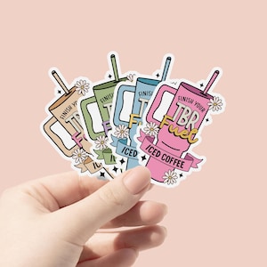 Sticker vinyle TBR Fuel, Sticker livres, Sticker lecture, Sticker Kindle mignon, Sticker amoureux des livres, Sticker TBR sans fin, Sticker café glacé