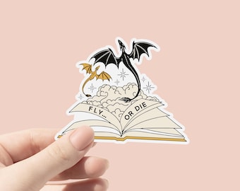 Fly or Die Vinyl Sticker Fourth Wing Inspired Dragon Book Sticker, Kindle Sticker for Fantasy Readers, Waterbottle Sticker, Bookworm Sticker