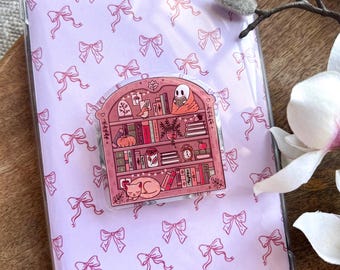Spooky Bookshelf Halloween Kindle Phone Grip Fall Magnetic Kindle Holder Kindle Accessories Bookish Merch Gift for Book Lover