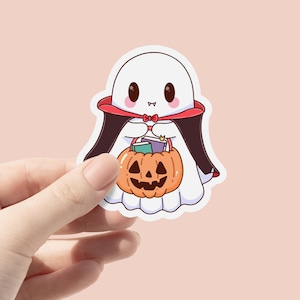 Trick or Books Halloween Ghost Sticker, Trendy Cute Aesthetic Fall Sticker, Spooky Reading, Bookish Vampire Sticker, Autumn Kindle Sticker