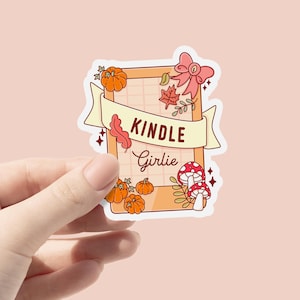 Kindle Girlie Vinyl Sticker, Trendy Cute Aesthetic Fall Sticker,Spooky Reading, Bookish Halloween Spooky Sticker, Autumn Cozy Sticker