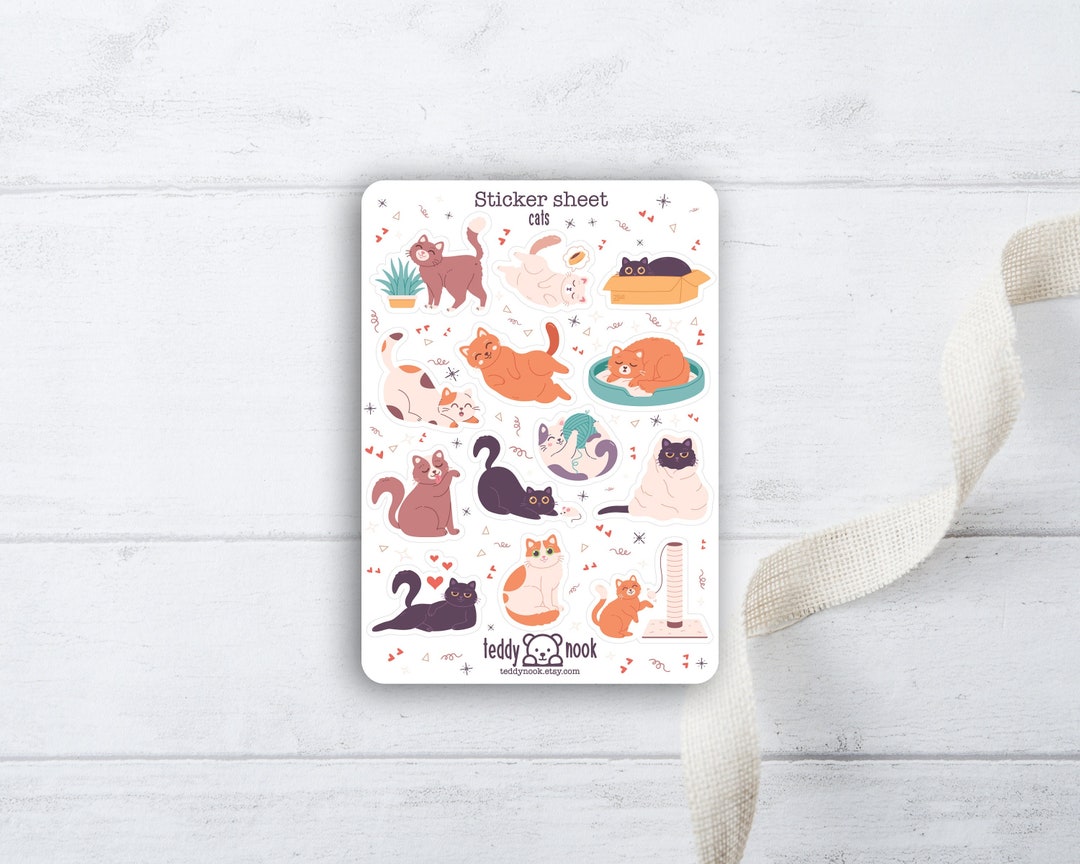 Sticker Sheet Cats | Kitties A6 Matte Vinyl Sticker Set | Pet Planner ...