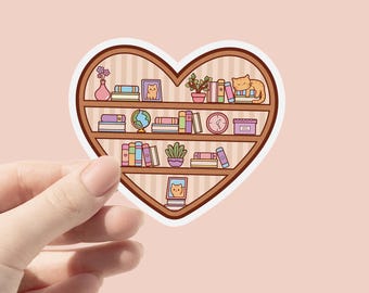 Pegatinas para estantería, pegatinas de gatitos, regalo para amantes de los libros, artículos de moda para amantes de los libros, pegatinas para Kindle, estantería, lector