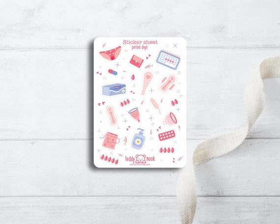 Sticker Sheet Period Days Woman | Menstruation A6 Matte Vinyl Sticker Set | Planner Sticker Sheet | Bullet Journal Stickers