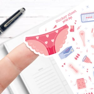 Sticker Bogen Periode Tage Frau | Menstruation A6 Matt Vinyl Sticker Set | Planer Sticker Blatt | Bullet Journal Aufkleber Bild 2