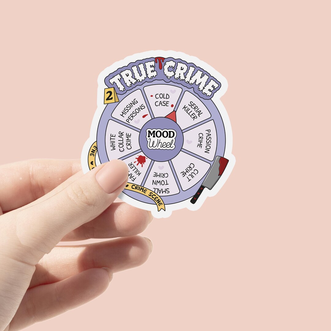 True Crime Mood Wheel Vinyl Sticker, Crime Podcast Sticker, Crime Book ...