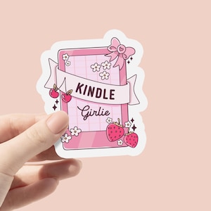 Adesivo in vinile Kindle Girlie, adesivo per amanti dei libri, adesivo Kindle Era, Book Lovers Collective, adesivo per libri, regali per amanti dei libri, Pink Coquette