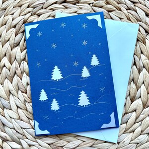 Biglietto di Natale ritagliato con busta, decorazione regalo, biglietto a tema festivo, biglietto invernale, biglietto di Buon Natale fatto a mano, biglietto in lamina d'argento