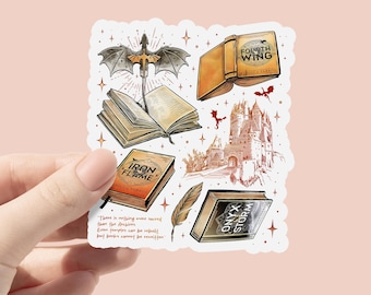 Fourth Wing Inspired Dragon Book Vinyl Sticker, Kindle Sticker Fantasy Readers, War College Sticker, Bookworm Sticker, Dragon Rider Sticker